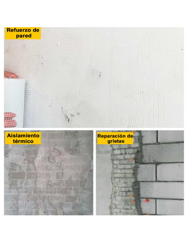 Tradineur - Cinta adhesiva, fibra de vidrio, malla de alta resistencia al desgarro, multiusos, rellenar grietas, reparar juntas,