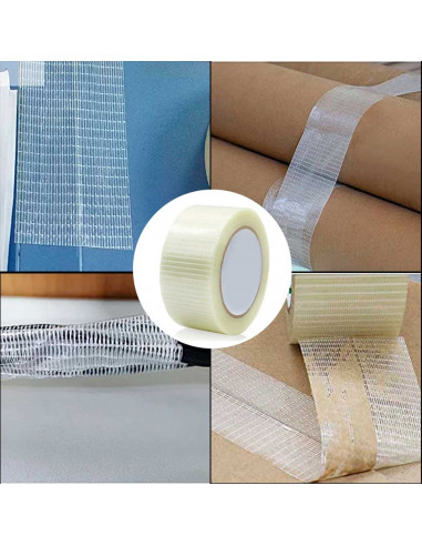 Tradineur - Cinta adhesiva de fibra de vidrio, malla, alta resistencia al desgarro, multiusos, rellenar grietas, reparar juntas,