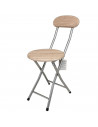 Tradineur - Silla metálica plegable con respaldo y asiento de madera 73 x 30 x 45 cm, patas con conteras antideslizantes y repos