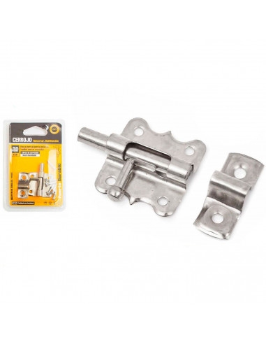 Tradineur - Cerrojo para puerta, pestillo universal de acero inoxidable, pasador de seguridad, fácil colocación mediante tornill