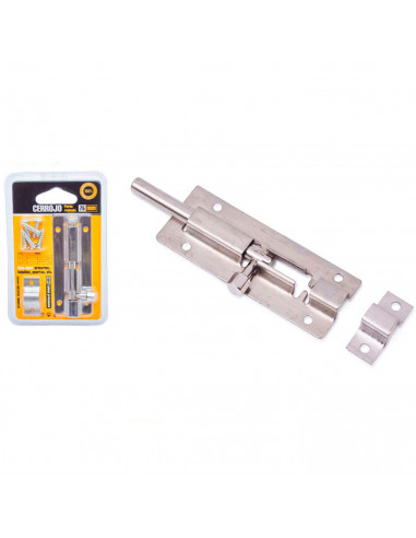 Tradineur - Cerrojo para puerta universal, pestillo de acero inoxidable, pasador de seguridad, fácil colocación mediante tornill