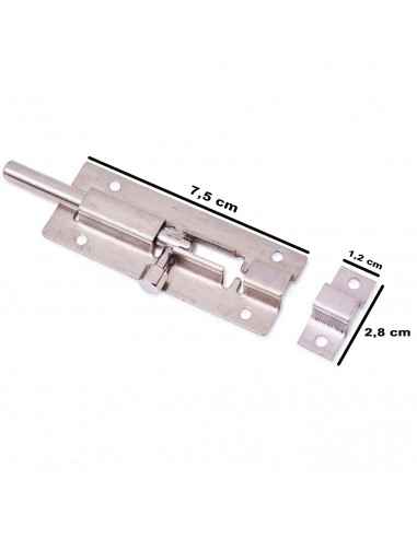 Tradineur - Cerrojo para puerta universal, pestillo de acero inoxidable, pasador de seguridad, fácil colocación mediante tornill