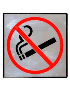 Tradineur - Señal de prohibido fumar, aluminio, pegatina cuadrada de prohibición, cartel con adhesivo, letrero, indicador labora