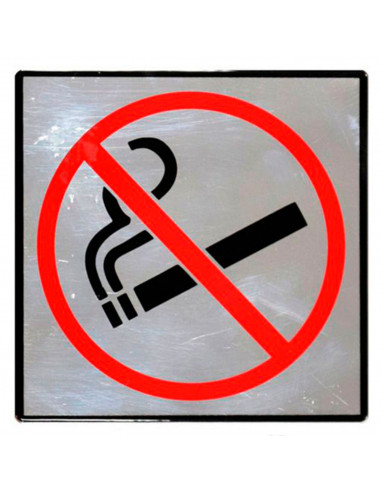 Tradineur - Señal de prohibido fumar, aluminio, pegatina cuadrada de prohibición, cartel con adhesivo, letrero, indicador labora