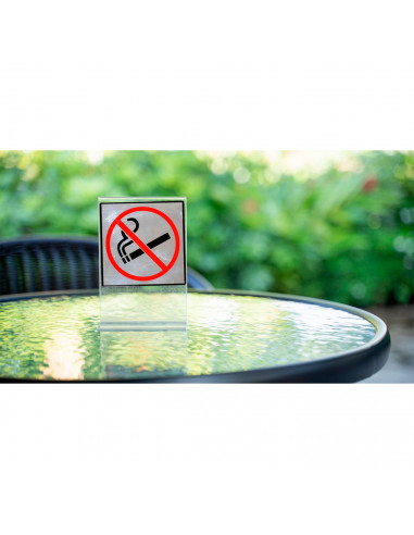 Tradineur - Señal de prohibido fumar, aluminio, pegatina cuadrada de prohibición, cartel con adhesivo, letrero, indicador labora