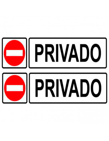 Tradineur - Pack de 2 etiquetas de señalización privado, PVC, pegatinas rectangulares de prohibición, carteles con adhesivo, let