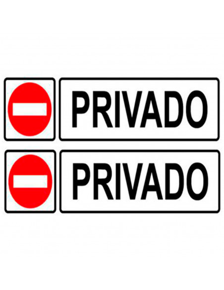 Tradineur - Pack de 2 etiquetas de señalización privado, PVC, pegatinas rectangulares de prohibición, carteles con adhesivo, let