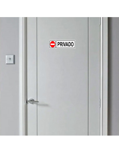 Tradineur - Pack de 2 etiquetas de señalización privado, PVC, pegatinas rectangulares de prohibición, carteles con adhesivo, let