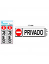 Tradineur - Pack de 2 etiquetas de señalización privado, PVC, pegatinas rectangulares de prohibición, carteles con adhesivo, let