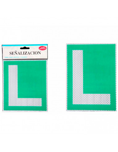 Tradineur - Pegatina L para exterior, conductor novel, reflectante, PVC, señal, cartel con adhesivo, ideal para coches con lunas