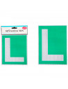 Tradineur - Pegatina L para exterior, conductor novel, reflectante, PVC, señal, cartel con adhesivo, ideal para coches con lunas