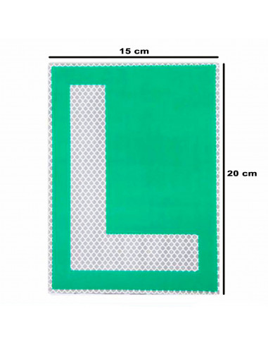 Tradineur - Pegatina L para exterior, conductor novel, reflectante, PVC, señal, cartel con adhesivo, ideal para coches con lunas
