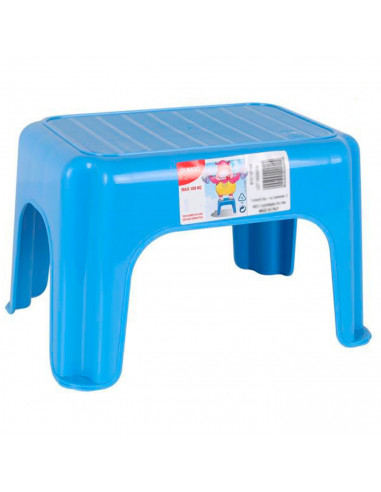 Taburete infantil de plástico azul 19 x 26 x 18 cm, banqueta multiusos, asiento para niños, resistente y muy ligero, idel para i