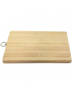 Tabla de cortar rectangular de bambú, servir, preparar, trocear, tablero de corte con anilla, 30 x 20 x 1.8 cm