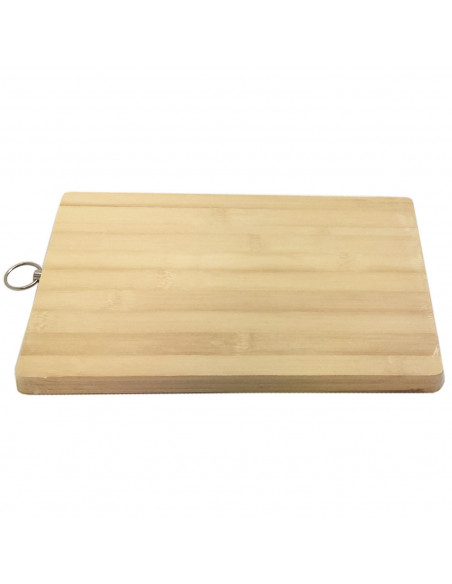 Tabla de cortar rectangular de bambú, servir, preparar, trocear, tablero de corte con anilla, 30 x 20 x 1.8 cm