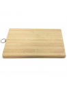 Tabla de cortar rectangular de bambú, servir, preparar, trocear, tablero de corte con anilla, 30 x 20 x 1.8 cm