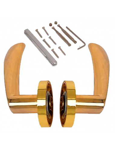 Tradineur - Manilla/Pomo para puerta - Base 50 mm - Fabricado en Latón y Acero - Juego de llaves - Incluye Tornillos - Color Dor