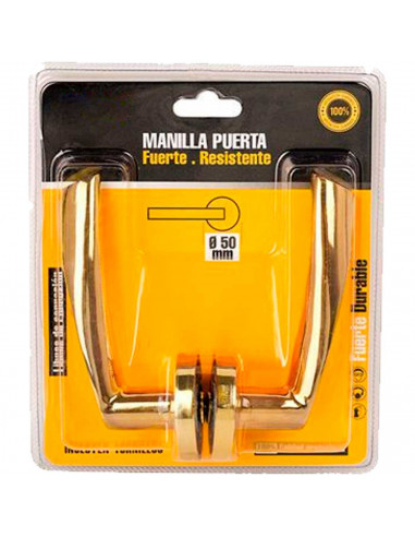 Tradineur - Manilla/Pomo para puerta - Base 50 mm - Fabricado en Latón y Acero - Juego de llaves - Incluye Tornillos - Color Dor