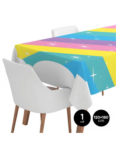 Tradineur - Set de decoración para cumpleaños, incluye guirnalda de princesa, mantel arcoiris y platos, vasos y servilletas de u