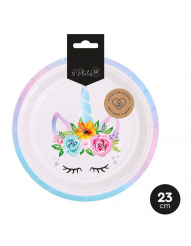 Tradineur - Set de decoración para cumpleaños, incluye guirnalda de princesa, mantel arcoiris y platos, vasos y servilletas de u