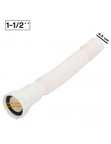 Tradineur - Tubo de desagüe flexible para fregadero, manguera de drenaje, sifón de plástico para lavabo, trampa de olor, extensi
