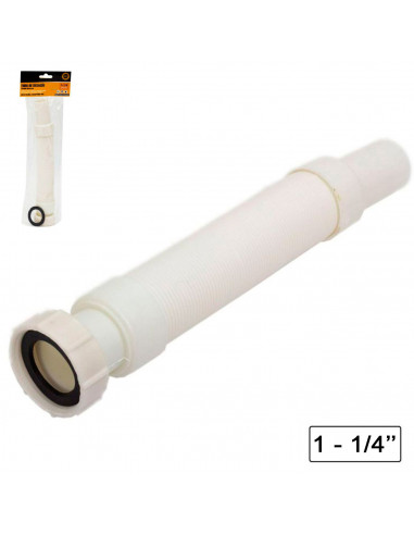 Tradineur - Tubo flexible de desagüe para fregadero, manguera de drenaje, sifón de plástico para lavabo, extensible de 260-813 m