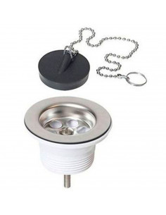 Tradineur - Colador rejilla universal para fregadero de plástico y metal, incluye tapón y sello de goma, desagüe de lavabo, coci