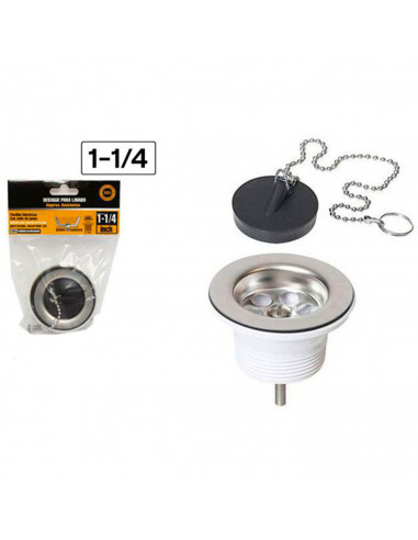 Tradineur - Colador rejilla universal para fregadero de plástico y metal, incluye tapón y sello de goma, desagüe de lavabo, coci