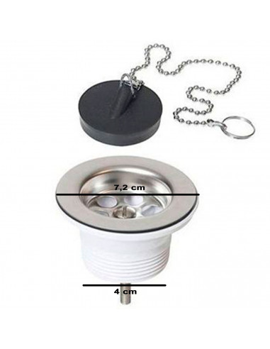 Tradineur - Colador rejilla universal para fregadero de plástico y metal, incluye tapón y sello de goma, desagüe de lavabo, coci
