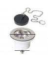 Tradineur - Colador rejilla universal para fregadero de plástico y metal, incluye tapón y sello de goma, desagüe de lavabo, coci