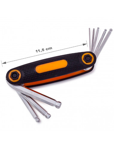 Tradineur - Navaja con 8 llaves hexagonales, H1.5, H2, H2.5, H3, H4, H5, H6 y H8, llaves allen para tornillos, multiusos, bricol