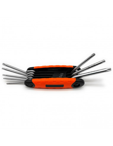 Tradineur - Navaja con 8 llaves allen, cabeza torx estrellada, T9, T10, T15, T20, T25, T27, T30 y T40, llaves para tornillos, mu