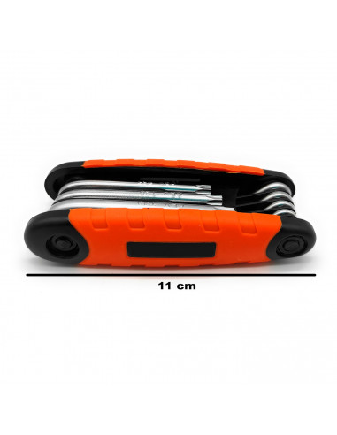 Tradineur - Navaja con 8 llaves allen, cabeza torx estrellada, T9, T10, T15, T20, T25, T27, T30 y T40, llaves para tornillos, mu