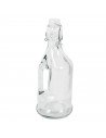 Gerimport - Botella gaseosa de cristal transparente con asa 360 ml. Botella vidrio con tapa abatible y cierre, rellenable, licor
