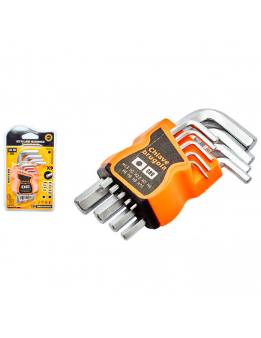 Tradineur - Set de 9 llaves hexagonales, H1.5, H2, H2.5, H3, H4, H5, H6, H8 y H10, llaves allen para tornillos, multiusos, brico