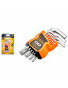 Tradineur - Set de 9 llaves hexagonales, H1.5, H2, H2.5, H3, H4, H5, H6, H8 y H10, llaves allen para tornillos, multiusos, brico