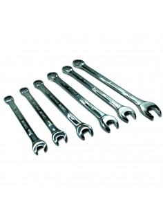 Tradineur - Set de 6 llaves combinadas, 8, 9, 11, 13, 14 y 17 mm, cromo de vanadio, llaves mixtas para tornillos, multiusos, bri
