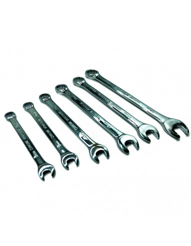Tradineur - Set de 6 llaves combinadas, 8, 9, 11, 13, 14 y 17 mm, cromo de vanadio, llaves mixtas para tornillos, multiusos, bri