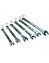 Tradineur - Set de 6 llaves combinadas, 8, 9, 11, 13, 14 y 17 mm, cromo de vanadio, llaves mixtas para tornillos, multiusos, bri