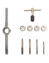 Tradineur - Set de llave de grifo tipo T, portamatrices, machos de rosca y matrices, acero de alto carbono, roscado suave y prec