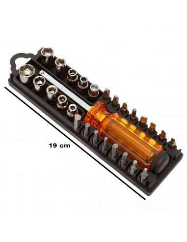 Tradineur - Set de destornillador y 27 brocas, acero de aleación, 5 tipos de brocas, multiusos, multiusos, bricolaje, carpinterí