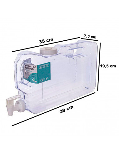 Tradineur - Dispensador de agua reutilizable de plástico, botella con grifo y asas, recipiente para servir bebidas frías, refres