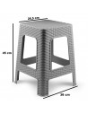 Tradineur - Taburete de plástico Rattan, asiento de 26,5 x 26,5 cm, imitación de mimbre, banqueta multiusos, cocina, salón, fabr
