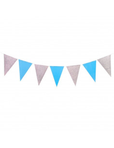 Tradineur - Guirnalda de 12 banderines con glitter, cartón, decoración de cumpleaños, comuniones, fiestas, Navidad, diseñado en