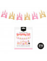 Tradineur - Guirnalda de castillos con glitter, cartón, decoración de cumpleaños, comuniones, fiestas, Navidad, diseñado en Espa