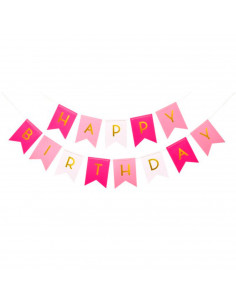 Tradineur - Guirnalda de 13 banderines Happy Birthday, cartón, 2 cordones, decoración de cumpleaños, fiestas, celebraciones, dis