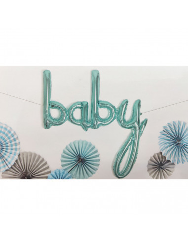 Tradineur - Guirnalda de globo metalizada Baby, incluye inflador y cinta de 3 m, decoración de cumpleaños, bautizos, Baby Shower