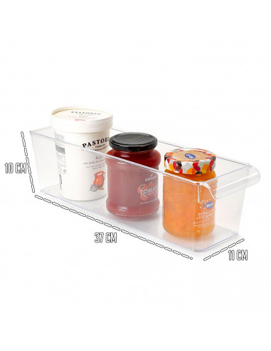 Tradineur - Cajón organizador reutilizable para frigorifico Nº 10 - Fabricado en plástico - Recipiente de plástico transparente
