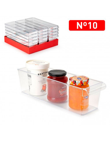 Tradineur - Cajón organizador reutilizable para frigorifico Nº 10 - Fabricado en plástico - Recipiente de plástico transparente