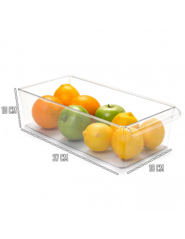Tradineur - Cajón organizador reutilizable para frigorifico Nº 11 - Fabricado en plástico - Recipiente de plástico transparente